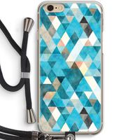 Gekleurde driehoekjes blauw: iPhone 6 / 6S Transparant Hoesje met koord