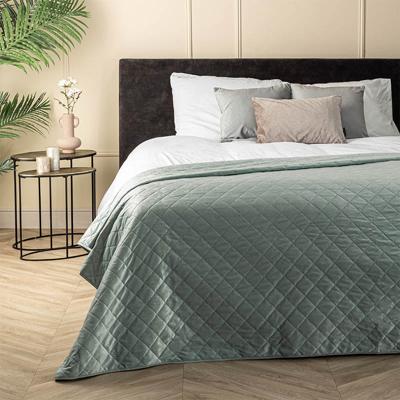 Bedsprei Velvet Ruit Groen Patroon 180x260 Cm Anti Allergie Fresh And Co - Dekbed-Discounter.nl