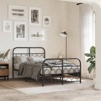 Bedframe met hoofd- en voeteneinde metaal zwart 120x190 cm - thumbnail