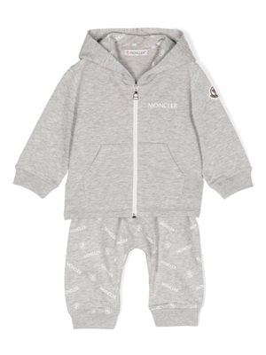 Moncler Enfant survêtement en coton à logo imprimé - Gris