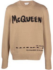 Alexander McQueen pull à logo imprimé - Tons neutres