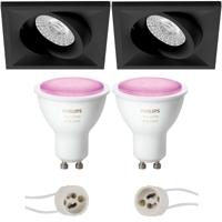 Philips Hue LED Inbouwspot Set - Mat Zwart - Kantelbaar - GU10 - Bluetooth