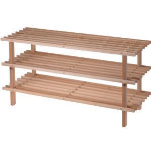 Schoenenrek - hout - 3-laags - 77 x 26 x 40 cm - schoenenbank   -