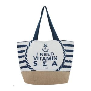 Strandtas I Need Vitamin Sea wit 37 x 53 cm - Strandtassen