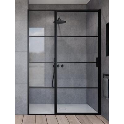 Marenza Bellini Douchedeur - 100x200cm - vast paneel - frame lines buitenzijde - anti kalk - mat zwart SAG6221-100B