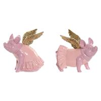 Decoratieve figuren Home ESPRIT Roze Varken 19 x 11 x 17 cm (2 Stuks)
