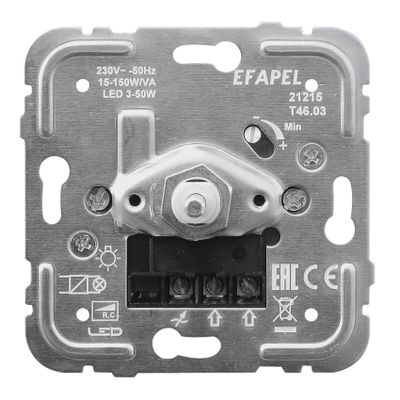 Efapel druk-/wissel dimmer voor faseafsnijding en dimbare ledlampen R,C 15-150W/VA / Led 3-50W