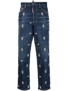 DSQUARED2 Crystal Flies high-rise cropped jeans - Bleu