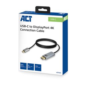 ACT AC7035 kabeladapter/verloopstukje USB-C DisplayPort Grijs