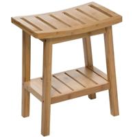 Zitplaats bijzet kruk van bamboe hout - bruin - 40 x 25 x 46 cm