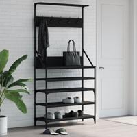 VidaXL Kledingrek met schoenenrek 90x34x184 cm zwart