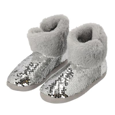 Apollo kindersloffen - pailletten - zilver - pantoffels - met antislip - voor kinderen
