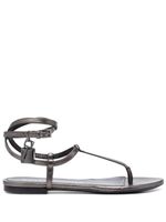 TOM FORD Padlock laminated-leather flat sandals - Gris