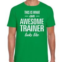 Awesome trainer cadeau t-shirt groen voor heren - thumbnail