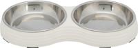 TRIXIE VOERBAK KAT DUBBEL MELAMINE / RVS WIT