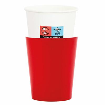 Feestbekers met hoesjes - 8x - rood - papier - 250ml
