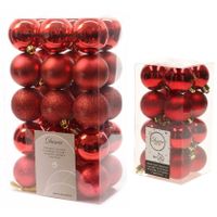 Kerstversiering kunststof kerstballen rood 4-6 cm pakket van 46x stuks