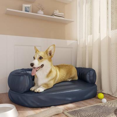 VidaXL Hondenmand ergonomisch schuim 60x42 cm kunstleer donkerblauw