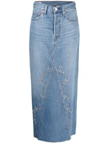 Anna Sui jupe mi-longue en jean à clous - Bleu