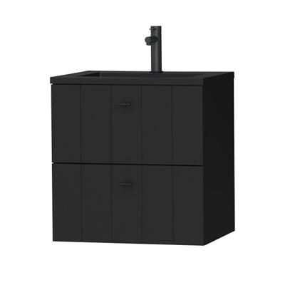Tiger Maryport Meubelset 60 cm met 2 lades Mat zwart incl Quadro wastafel Mat zwart - 1496008916