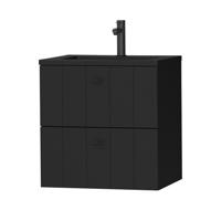 Tiger Maryport Meubelset 60 cm met 2 lades Mat zwart incl Quadro wastafel Mat zwart - 1496008916