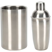 Cocktailshaker met wijnkoeler/flessenkoeler - 500 ml - RVS - cocktail set