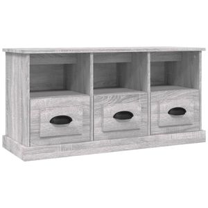 The Living Store Tv-meubel 100x35x50 cm bewerkt hout grijs sonoma eikenkleurig - Kast