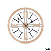 Muurklok Gift Decor Zwart Hout Metaal Hout MDF 60 x 60 x 4,5 cm (4 Stuks)