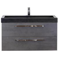 Seville Badmeubelset 100 cm - Beton Antraciet - Wastafel Hardsteen Wit Lucca