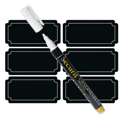 Krijtbord etiketten met witte krijtstift - 48x stuks - voorraadkast / keuken / weckpot