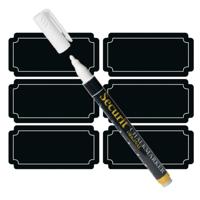 Krijtbord etiketten met witte krijtstift - 48x stuks - voorraadkast / keuken / weckpot