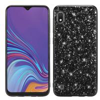 Glittery poeder schokbestendig TPU Case voor Galaxy A10 (zwart)
