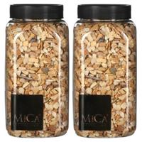 2x mica decorations decoratie/hobby steentjes - lichtbruin - 650 ml - 5-8 mm