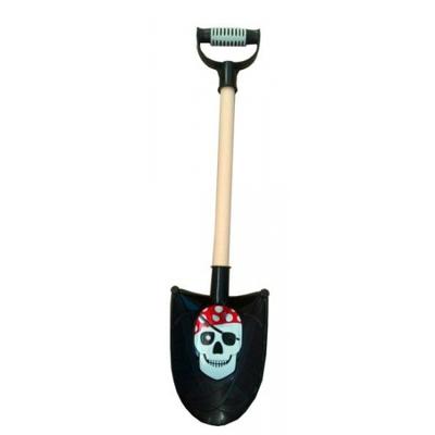 Zand strand en zandbak schep - 49 cm - piraten thema - hout/plastic