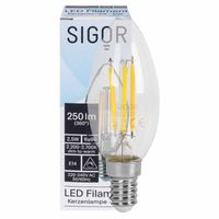 LED kaarslamp dim to warm 2200K-2700K E14 2.5W 250 lumen glas dimbaar voor oa kroonluchters Sigor