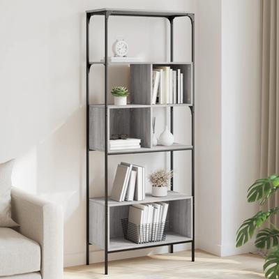 Boekenkast 5-laags 76x33x188,5 cm bewerkt hout grijs sonoma