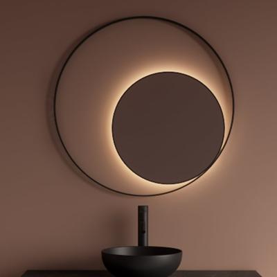 Spiegel Gliss Design Kosmos Mat Zwart met Frame en Indirecte LED Verlichting 100 cm Gliss Design