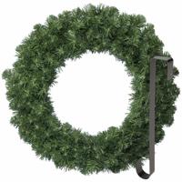 Kerstkrans 60 cm - groen - met zwarte hanger/ophanghaak - kerstversiering - Kerstkransen - thumbnail