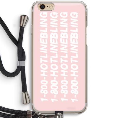 Hotline bling pink: iPhone 6 / 6S Transparant Hoesje met koord