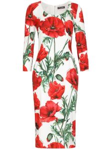 Dolce & Gabbana robe mi-longue à imprimé tulipes - Blanc