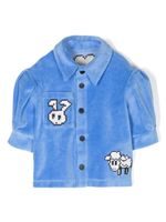 Natasha Zinko Kids chemise plissée en velours - Bleu