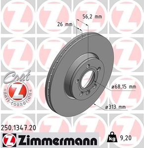 Remschijf COAT Z ZIMMERMANN, Remschijftype: Binnen geventileerd, u.a. für VW, Seat, Ford