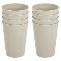 Onbreekbare drinkglazen - set 8x stuks - kunststof - beige - 300 ml - camping/outdoor/kinderen