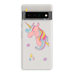Roze eenhoorn: Google Pixel 6 Pro Transparant Hoesje