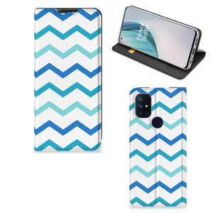 OnePlus Nord N10 5G Hoesje met Magneet Zigzag Blauw