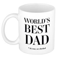 Worlds best dad cadeau koffiemok - theebeker - 300 ml - wit - Cadeau mok Vaderdag - Papa - Vader