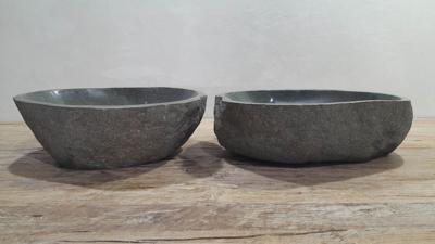 Wasbakken riviersteen set RM250329AB, 47x38x15 cm