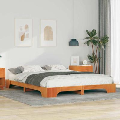 Bedframe met opslag Bruin Massief hout