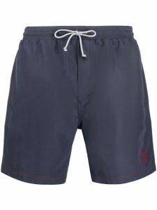 Brunello Cucinelli short de bain à logo brodé - Bleu