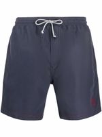 Brunello Cucinelli short de bain à logo brodé - Bleu